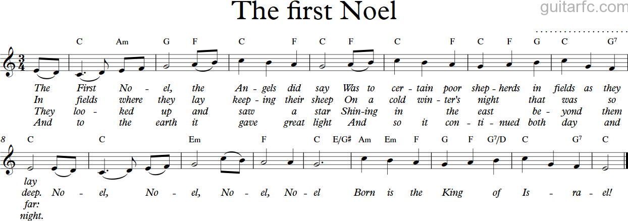 Sheet nhạc bài hát the first Noel
